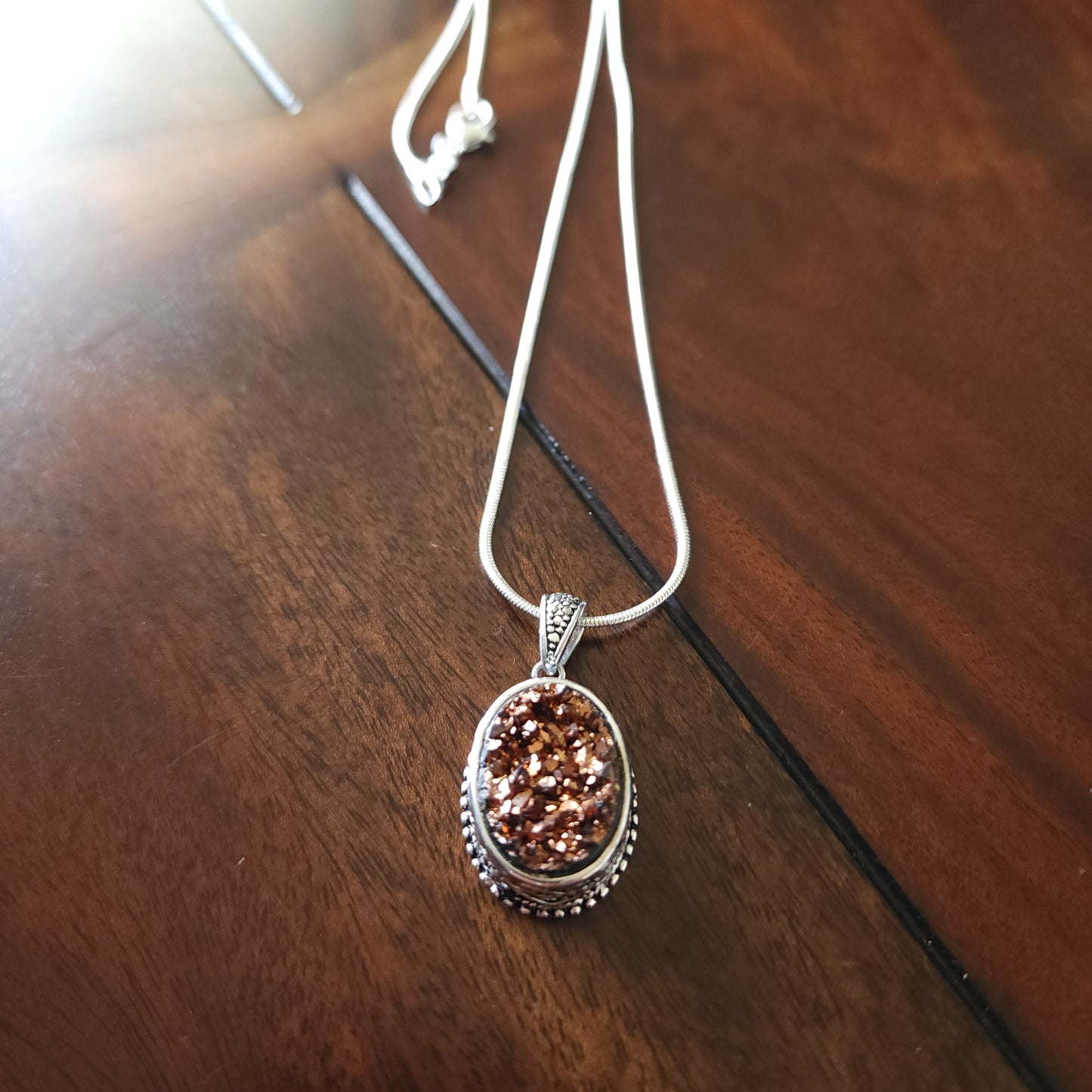 Titanium Druzy Crystal Necklace – Sterling Silver 925 | Gemmae Alchemicae Collection