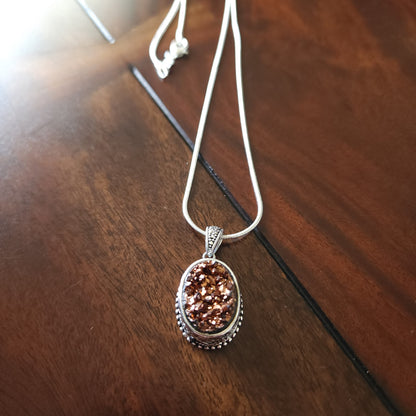 Titanium Druzy Crystal Necklace – Sterling Silver 925 | Gemmae Alchemicae Collection