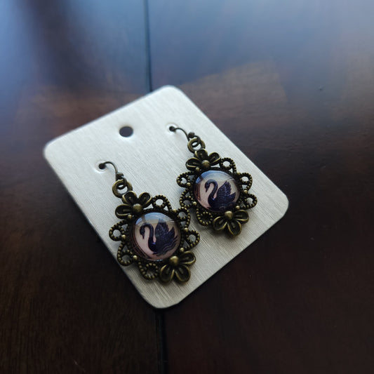 The Black Swan Medallion Earrings
