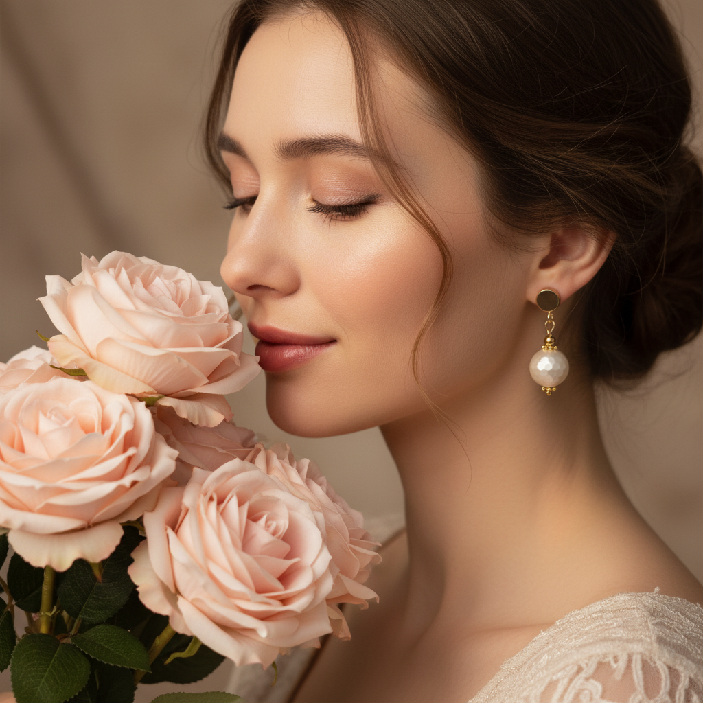 “Luz Serena — Aretes de Perla Facetada - Faceted Pearl Earrings” Ivory tone