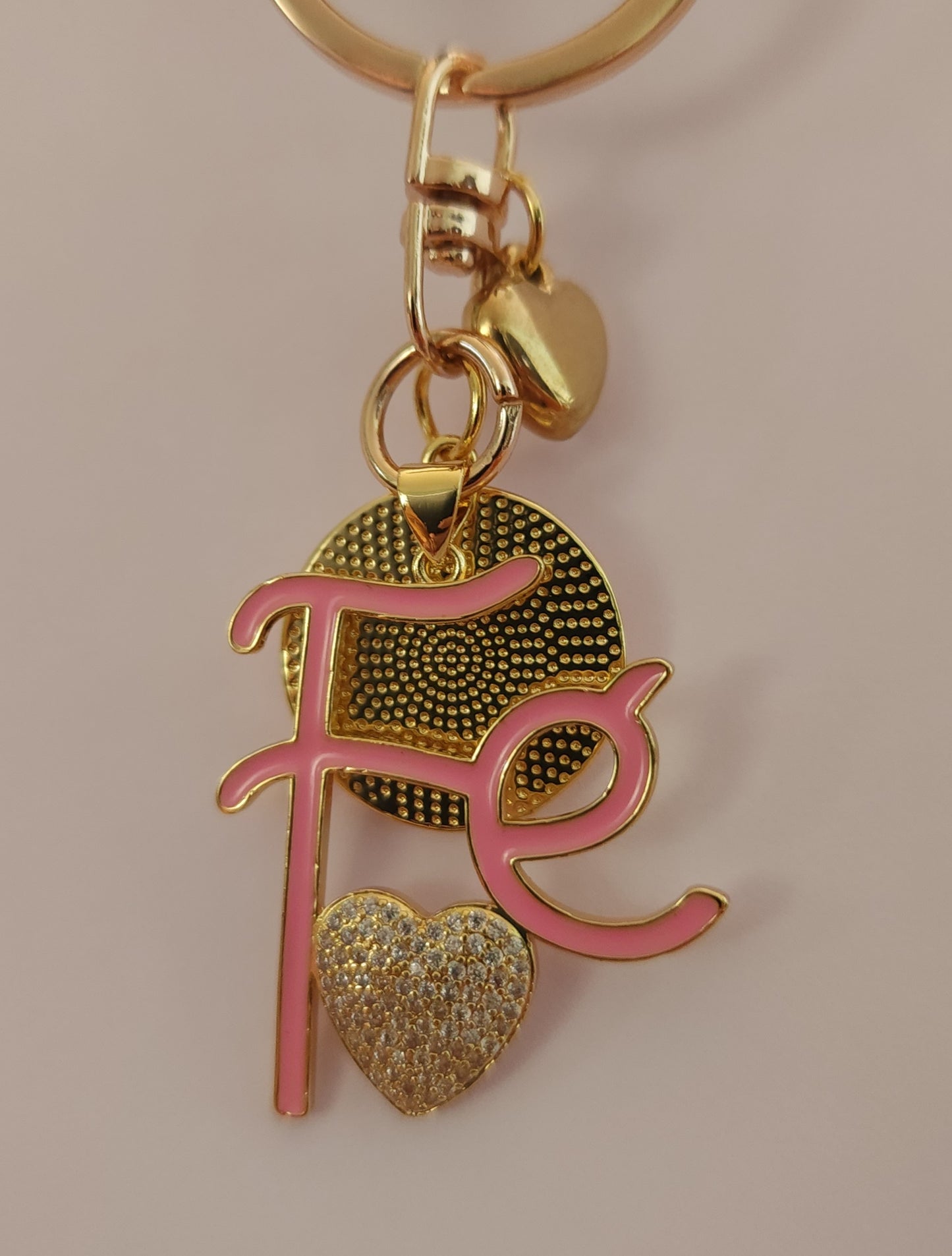 St. Benedict “Fe” Keychain-Pink — First Communion & Confirmation Keepsake