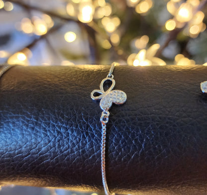 ✨ Butterfly - Slider Bracelet. Pulsera Deslizante “Luz de Platino”