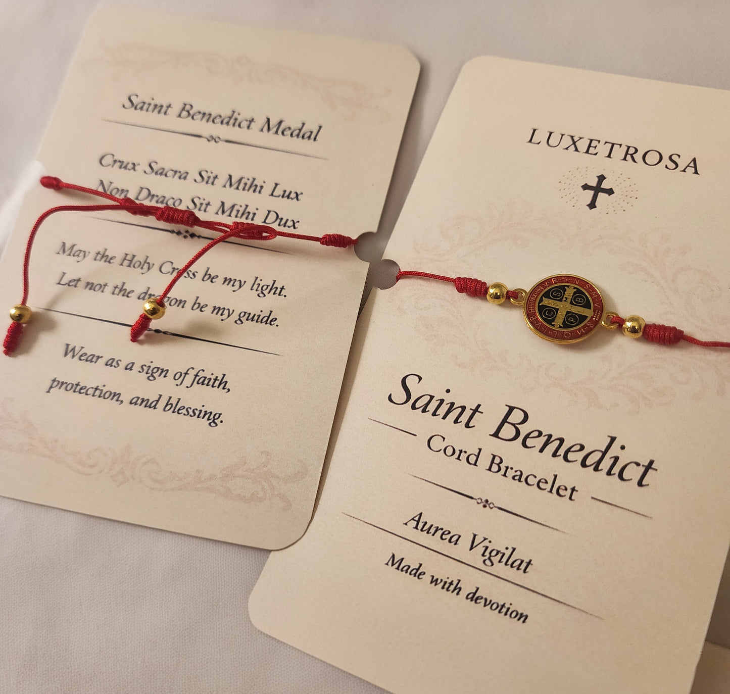 Saint Benedict medal  Cord Bracelet-
Aurea Vigilat