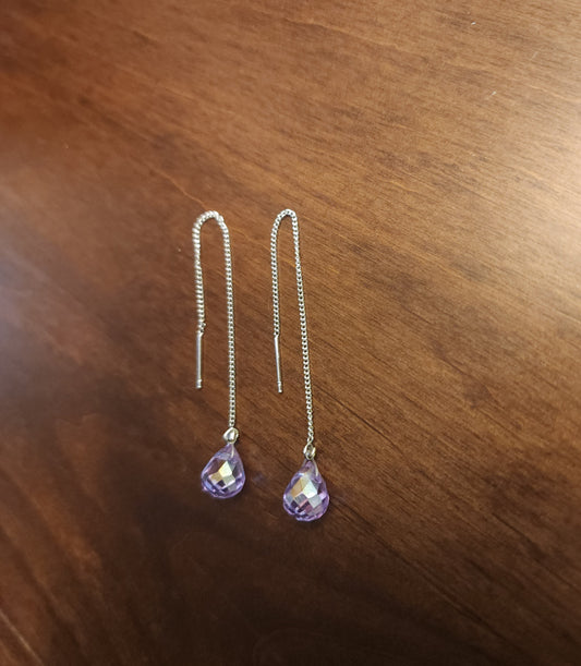 Lumen Violet Threader Earrings