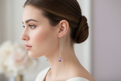 Lumen Violet Threader Earrings