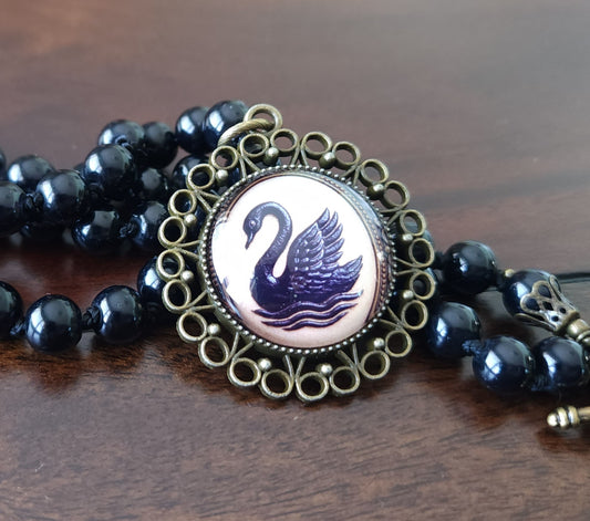 The Black Swan Medallion Necklace
