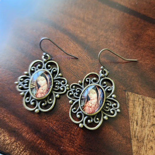 Sub Pallio Eius

Our Lady of Guadalupe earrings.