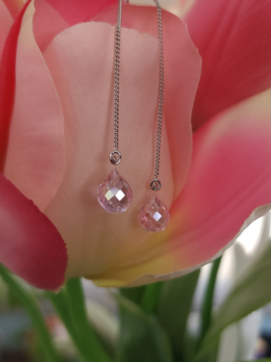 Aurora Radians · Rosa Lumen Threader Earrings