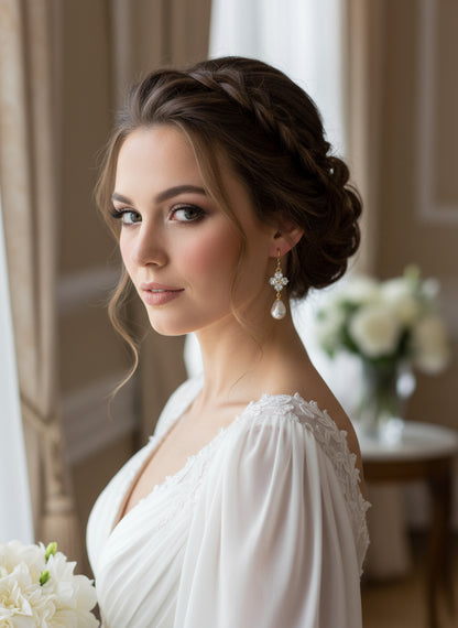 18K gold-plated floral earrings