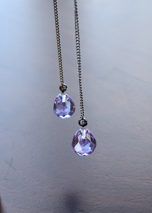 Lumen Violet Threader Earrings