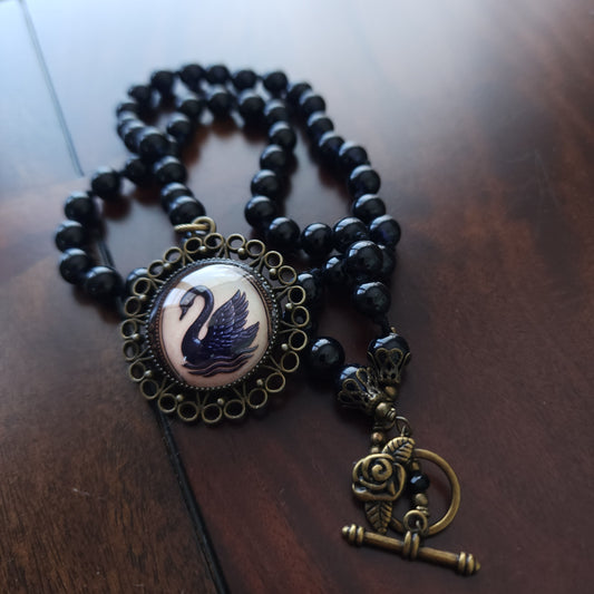 The Black Swan Medallion Necklace
