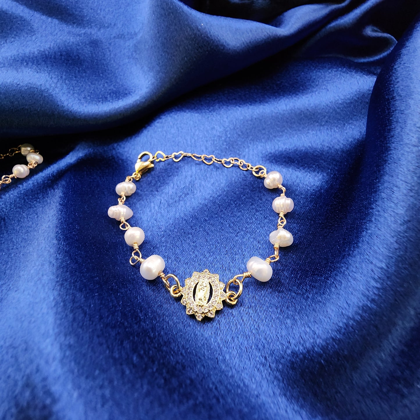 Our Lady of Guadalupe Bracelet – Freshwater Pearls & Gold Plated Elegance