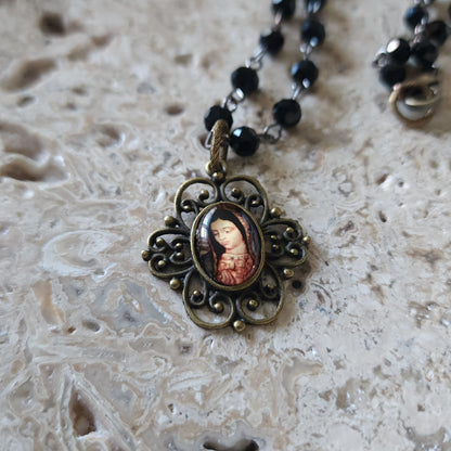 Our Lady of Guadalupe Devotional Necklace — Rosary Style Cross Pendant