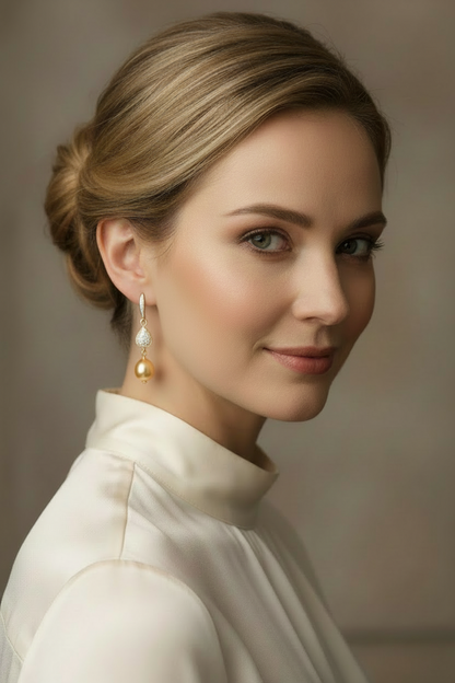 Aurea Vigilat — Champagne Pearl Drop Earrings